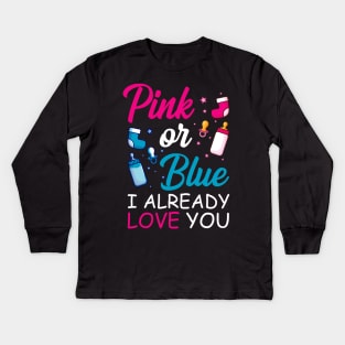 Pink Or Blue Baby Newborn Gift Kids Long Sleeve T-Shirt
